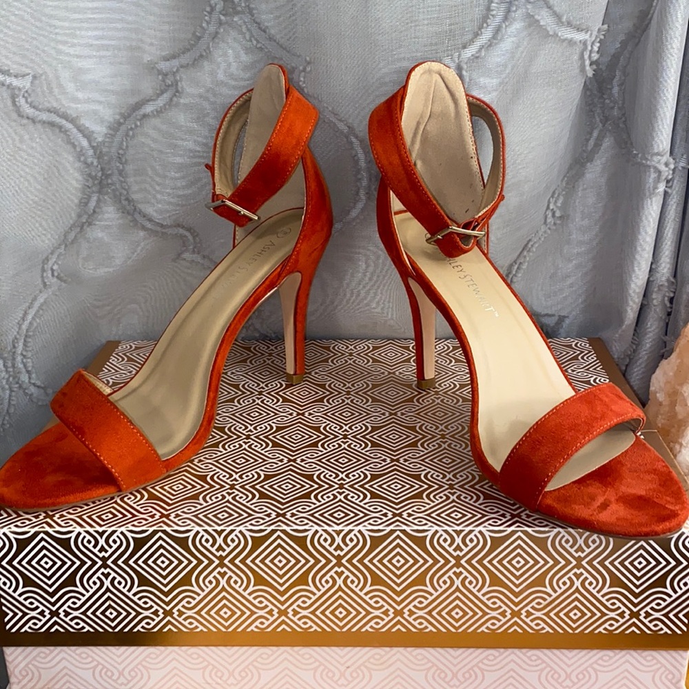 Orange open toe heels size 11 wide Ashley Stewart